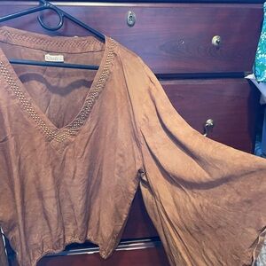 Khush Brown Women's Blouse with Bell Sleeves